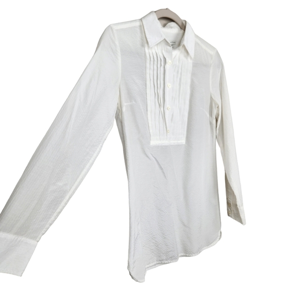 Banana Republic Silk Blend White Pintuck Collared Blouse Women's Size XS - Picture 2 of 10